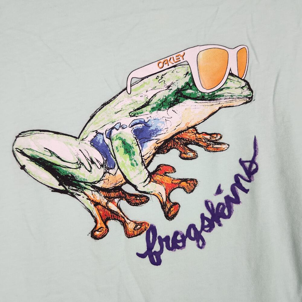 Oakley Shirt Mens Large Mint Green Frogskins Frog Graphic Surf Skate Sunglasses